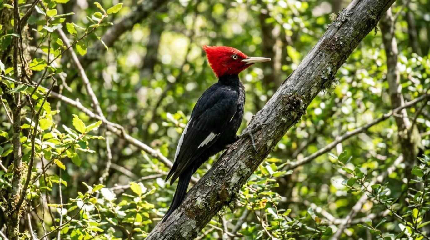 Carpintero negro en una rama